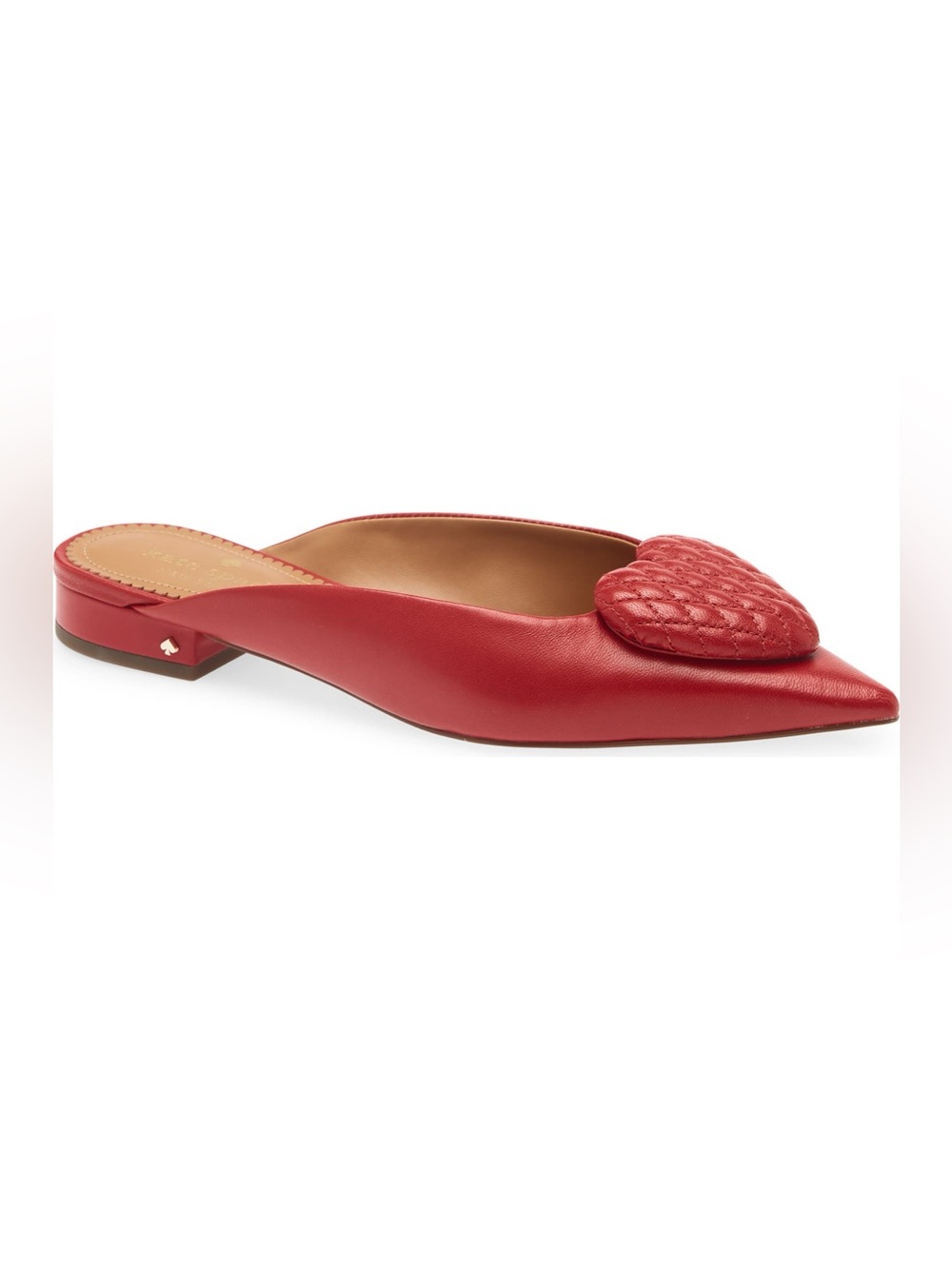 Kate Sped Red Zola Quilted Heart Slip On Pointed Toe Mule Flats Size 8.5
